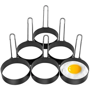 Eggs Rings, 6 Pack Stainless Steel Egg Cooking Rings, Non-Stick Frying Egg Maker - Picture 1 of 8