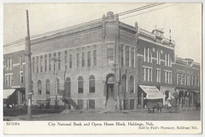 1910 Holdrege, Nebraska - National Bank, Dry Goods, Opera Building, Old Postcard - Picture 1 of 2