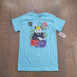 LRG Men's Graphic T-Shirt Black Blue Panda Bear Music Record Player Size S - Picture 1 of 9