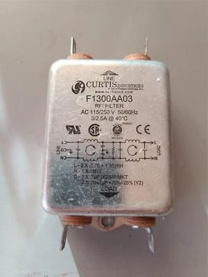 Curtis Industries F1300AA03 RFI Filter AC 115/250V 50/60Hz 3/2.5A@40C - Image 1 of 2