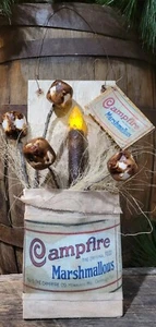 Campfire Marshmallows Wall Pocket Hanger Primitive Farmhouse - Picture 1 of 5