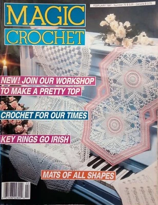 MAGIC CROCHET Magazine VTG February 1991 Flamingo Gothic Key Ring Chicken Cherub - Image 1 of 4