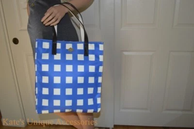 Kate Spade ALISSA Royal Blue Cream Nylon Leather Shoulder Bag Tote Purse Vday - Image 1 of 4