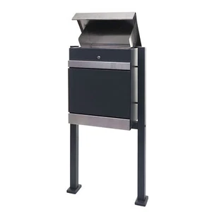 B-Ware Paketkasten mit Standfuß MCW-K41, Paketbox, Edelstahl verzinkt anthrazit - Bild 1 von 9