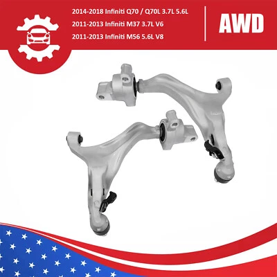 2x Lower Control Arms Front Left+Right for Infiniti Q70 Q70L M37 M56 545001MD1A - Image 1 of 4