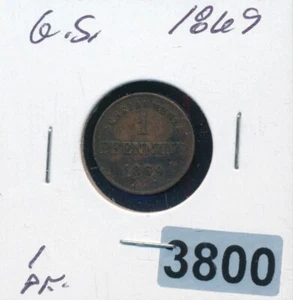 GERMANY - STATE 1869 - COPPER 1 PF. - #3800 - Picture 1 of 2