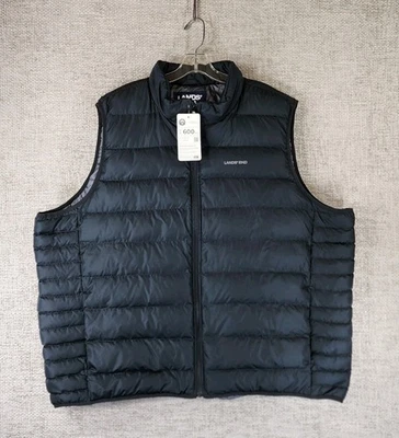 Lands End Down 600 Fill Pufffer Vest Mens 3XL Black Full Zip Snap Pockets NWT - Image 1 of 4
