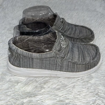 Hey Dude Wally Shoes Youth Size Y3-L4 Linen Stone Lightweight Slip-on Gray - Image 1 of 4