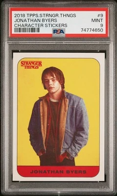 STRANGER THINGS - JONATHAN BYERS #9 - PSA 9 - 2018 Topps Character Stickers - Image 1 of 2