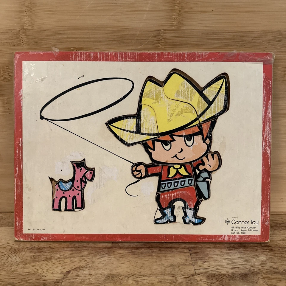 Vintage 1971 Connor Toy Billy Blue Cowboy 8 Piece Board Puzzle 2-6 Years - Image 1 of 4
