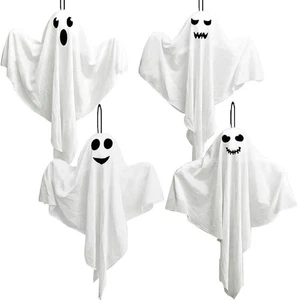 Paquete de 4 decoraciones colgantes de Halloween de 27,5" lindos fantasmas voladores patio delantero patio - Imagen 1 de 6