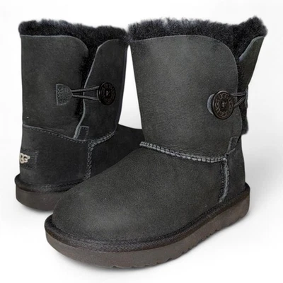 Toddler Girl's Ugg Bailey Button II Black Suede Boots | 1017400T - Image 1 of 4
