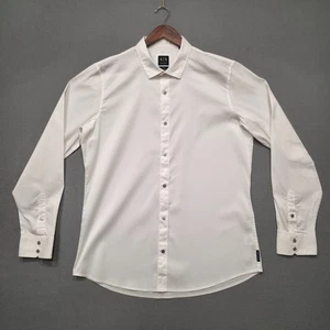Armani Exchange Men's White Slim Fit Metal Snaps Long Sleeve Shirt Size XL - Picture 1 of 8