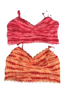 2 Packs Victoria's Secret PINK Bralette Orange Lace Pullover L Large 38A-C 36C-D - Picture 1 of 2