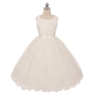 IVORY Size 12 Flower Girl Dress Pageant Recital Wedding Bridesmaid Homecoming - Picture 1 of 4