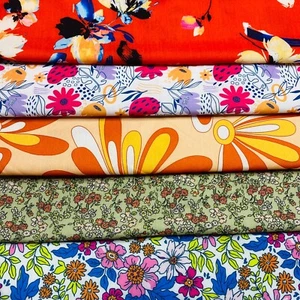 Polyester Popline Fabric Floral Printed 2 Way Stretch 55" Wide Sold By Unit - Picture 1 of 20