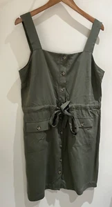 Warehouse Dress Size 12 Green Sleeveless Pinafore Stylish Casual Modern Summer - Picture 1 of 8