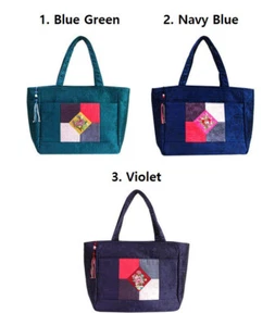 KOREANISCHE HANDTASCHE MIT TRADITIONELLEM MUSTER, STEPPHANDTASCHE, UNGERADE STOFFENDEN - Bild 1 von 10