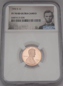 1992-S Lincoln Memorial Cent NGC PF70 RED ULTRA CAMEO - RED HOT PROOF =Top Grade - Picture 1 of 7