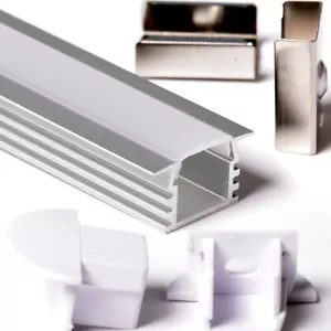 2m 2212 PROFILO ALLUMINIO DA INCASSO PER STRISCE STRIP LED BARRA RIGIDA 2MT - Foto 1 di 6