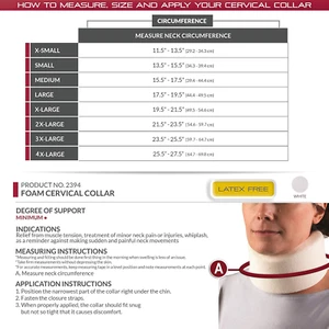 Cervical Collar, Soft Contour Foam, Neck Support Brace, White Narrow 2.5" Dep... - Picture 1 of 11