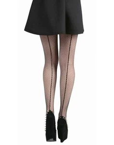 Small Fine Micronet Fishnet Tights Retro Ladies Vintage Seamed Tights Full Foot- - Picture 1 of 9