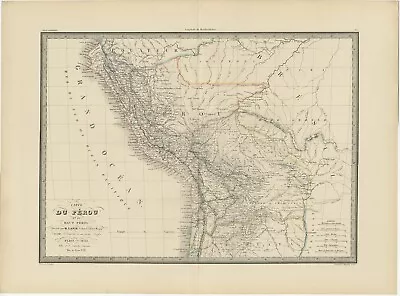 Antique Map Of Peru, Ecuador And Bolivia By Lapie (1842) • 370.83$