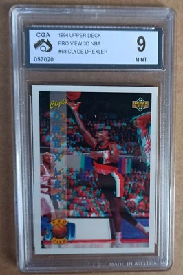 Clyde Drexler 1993/94 Upper Deck 3d Pro View - Card #68 - CGA 9 MINT not PSA - Image 1 of 2