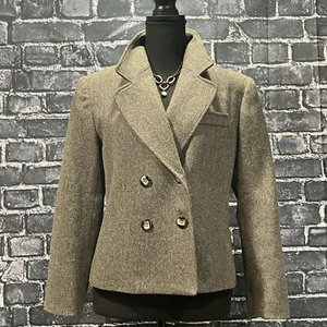 Requirements SZ 6 Women’s Wool Blend Crop  Double Breasted  Coat Jacket - Picture 1 of 6