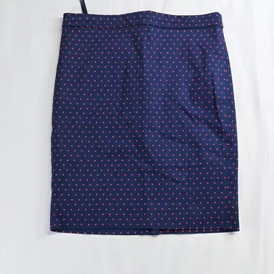Falda lápiz J.Crew 6 azul rojo estampado de lunares algodón elástico 37532 Foto 1 de 4