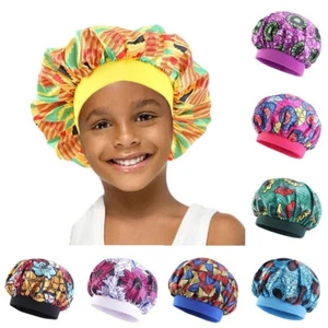 Kids Sleeping Bonnet Hair Wrap Silk Satin Cap Elastic Night Hat Turban Headwear◁ - Picture 1 of 48