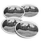 4x Round Stickers 10 cm - BW - Rhinoceros Couple Wild Rhino  #36495