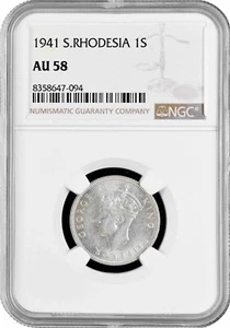 Southern Rhodesia 1 shilling 1941, NGC AU58, "British colony (1932 - 1955)" - Picture 1 of 2