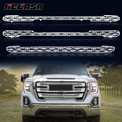 HECASA For GMC Sierra 1500 SLT 2019-2022 Chrome Grille Mesh Insert Grill Overlay - Image 1 of 4