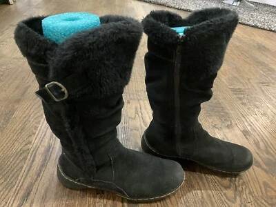 BARETRAPS Emilse Black Suede Leather Winter Boots Faux Fur Lining Zips Women 8M - Image 1 of 4