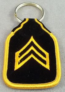 US Army Sergeant E-5 Rank Embroidered Keychain - Picture 1 of 1