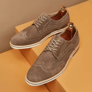 Zapatos de Negocios Formales British Retro Primavera Cuero Genuino Gamuza Talla Brogue - Imagen 1 de 27