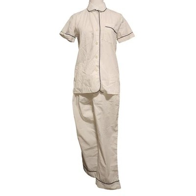 Juego de pijama blanco manga corta J.Crew con tubo azul marino talla XS Foto 1 de 4
