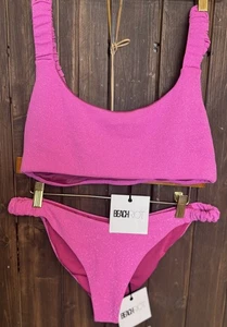 Beach Riot Size Large Pink Scrunch Phoebe Bikini Bottom & Effie Top 2 Piece Swim - Picture 1 of 11