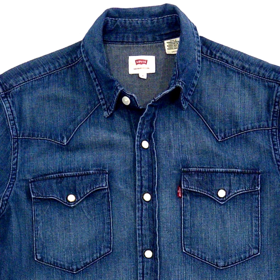 Camisa a Presión Levi's Azul Denim Perla Occidental Para Hombre Pequeña Foto 1 de 4