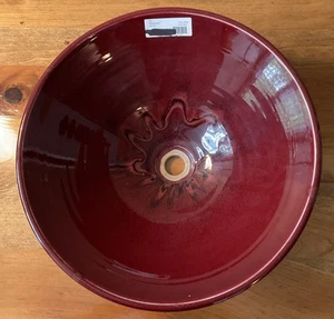 Vessel Sink Studio Pottery Bowl Red Signed Extra Large 15.5” W x 9” Deep New - Picture 1 of 10