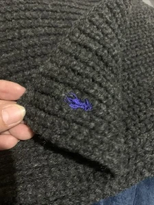 Polo Ralph Lauren Scarf 100% Lambs Wool Gray Cable Knit Unisex 64" x 11" - Picture 1 of 4