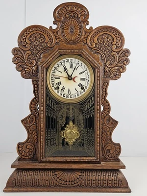 Antiguo reloj de abrigo calendario pan de jengibre roble victoriano INGRAHAM funcionando 1904 Foto 1 de 4