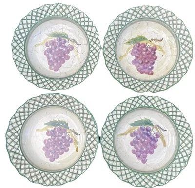 Cuencos certificados internacionales Raymond Waites (4) Cornucopia uvas con borde celosía 8,5" Foto 1 de 4