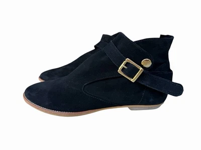 HOUSE OF HARLOW 1960 Hollie Negro Cuero Gamuza Botines Botas Planas Talla 7 Foto 1 de 4