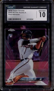 2018 Topps Chrome Pink Refractor #193 Ronald Acuna Jr. RC Rookie CGC 10 - Picture 1 of 2