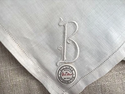 VINTAGE HANKY 1940s EMBROIDERY MONOGRAM INITIAL B MENS OR WOMANS NEW W/ TAG - Image 1 of 4