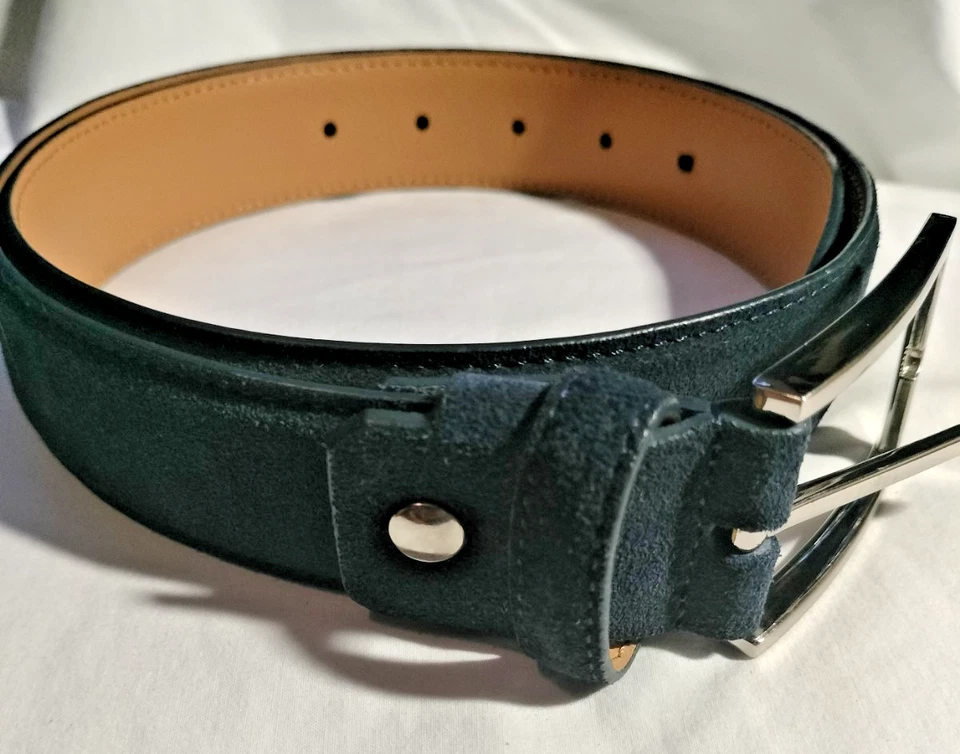 Cinturón Ground Mind Para Hombre Azul Marino Gamuza Cuero Genuino Talla 32 Hebilla Plateada Foto 1 de 4