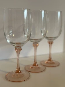 Cristal D'Arques Pink Knobby Stem Wine Goblets Elegant Glassware Set of 3 - Picture 1 of 10