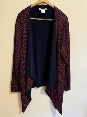 Chaqueta Blazer Travel Smith Talla 2x Cortina Azul Marino Rojo Geométrica Embalable Oficina Foto 1 de 4